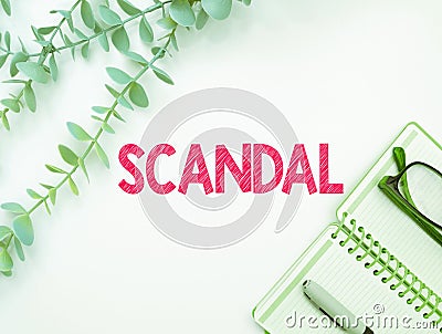 Text sign showing Scandal. Internet Concept an action or event regarded as morally or legally wrong causing public Stock Photo