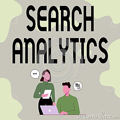 Conceptual display Search Analytics. Business showcase investigate particular interactions among Web searchers Partners Stock Photo