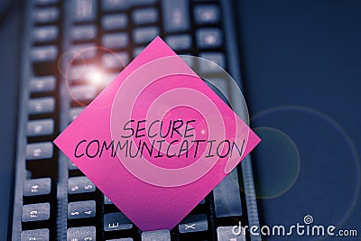 Hand writing sign Secure Communication. Business overview preventing unauthorized interceptors from accessing Stock Photo