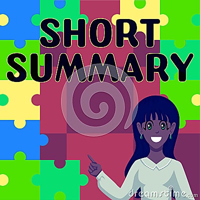 Conceptual display Short Summary. Word for Brief statement of main points clear Stock Photo