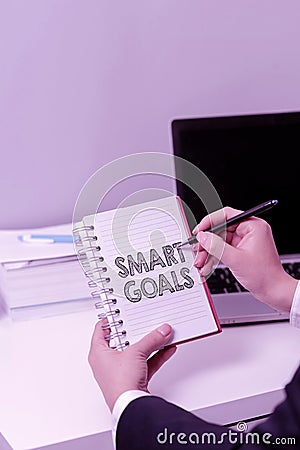 Conceptual display Smart Goals. Business idea mnemonic used as a basis for setting objectives and direction Stock Photo