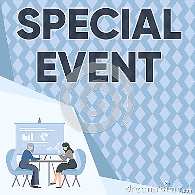 Conceptual display Special Event. Concept meaning Function to generate money for non profit a Crowded Occassion Stock Photo