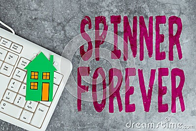 Text sign showing Spinner Forever. Conceptual photo stress reliever for showing who tend to fidget Flat top Saving Money Stock Photo