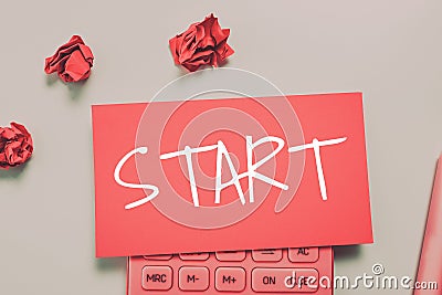 Conceptual display Start. Word for begin or be reckoned from particular point in time space Launch Stock Photo