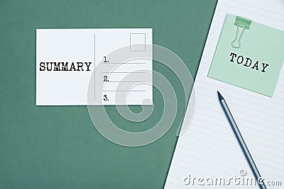 Conceptual display Summary. Conceptual photo Brief Statement Abstract Synopsis Concise Abbreviated version Stock Photo