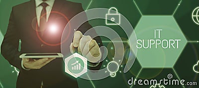 Conceptual display It Support. Business showcase Lending help about information technologies and relative issues Stock Photo