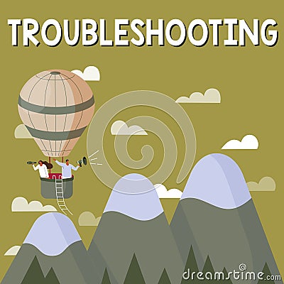 Conceptual display Troubleshooting. Business concept an act of investigating or dealing with in the problems occured Stock Photo