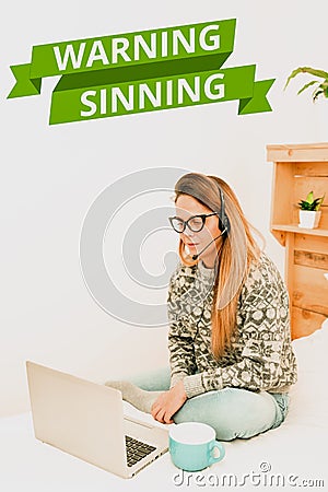Writing displaying text Warning Sinning. Business concept stop the action which is believed to break the laws Stock Photo