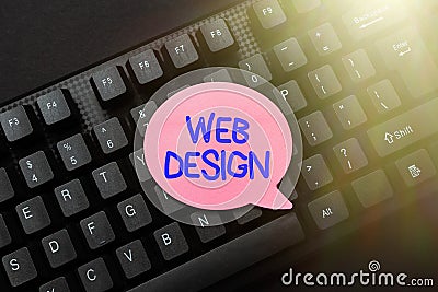 Conceptual display Web Design. Business concept website creation which includes layout, content, and graphics Online Stock Photo