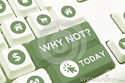 Conceptual display Why Not. Concept meaning make suggestion or to express agreemen expressing anger Stock Photo