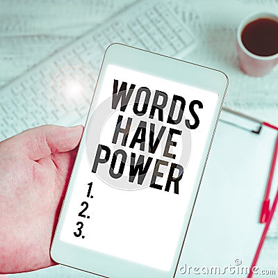 Conceptual display Words Have Power. Conceptual photo essential tools individuals use to communicate and learn Stock Photo