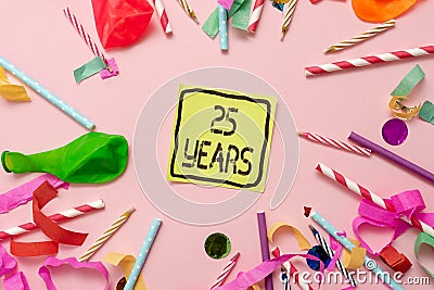 Conceptual display 25 Years. Conceptual photo Remembering or honoring special day for being 25 years in existence Stock Photo