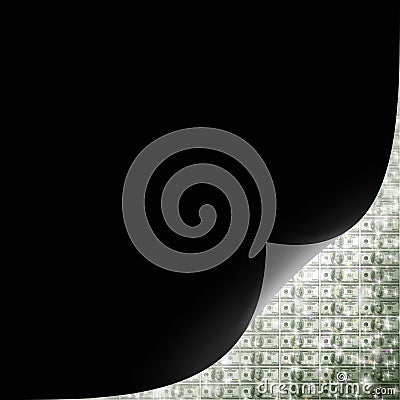 Conceptual finance image of black empty page curl over shiny one Stock Photo