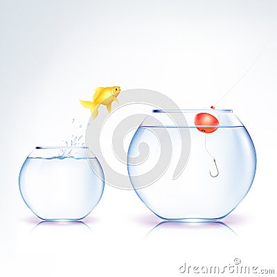 Conceptual Fish Temptation Vector Illustration