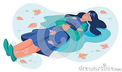 Crying Woman on White Vector Illustration