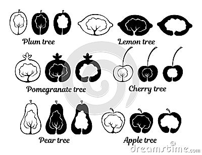 Conceptual fruit tree icons Vector Illustration