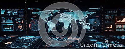 Conceptual futuristic techno background with digital frames. Abstract tech background for HUDs. Stock Photo