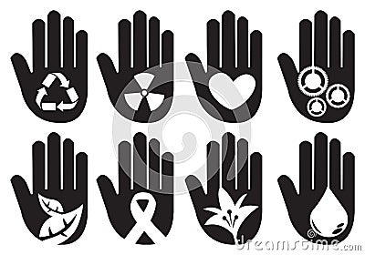 Conceptual Hand Symbols Illustration Vector Illustration