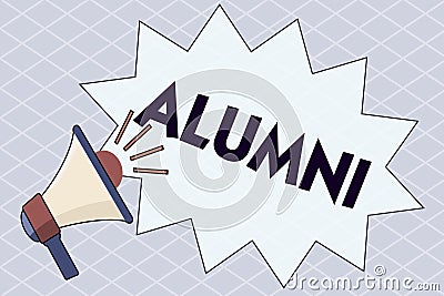 Conceptual hand writing showing Alumni. Business photo text former pupil or student especially male one of particular Stock Photo