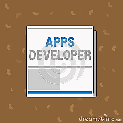 Conceptual hand writing showing Apps Developer. Business photo text Graphic artist Software Programmer and Analyst Experts Stock Photo