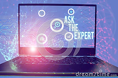 Conceptual hand writing showing Ask The Expert. Business photo showcasing Looking for professional advice Request Help Stock Photo