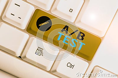 Conceptual hand writing showing A Or B Test. Business photo showcasing test to determine consumers prefer ability among Stock Photo