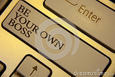 Conceptual hand writing showing Be Your Own Boss. Business photo text Start company Freelancing job Entrepreneur Start-up Invest K Stock Photo