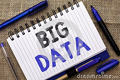 Conceptual hand writing showing Big Data. Business photo showcasing Huge Data Information Technology Cyberspace Bigdata Database S Stock Photo
