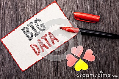 Conceptual hand writing showing Big Data. Business photo text Huge Data Information Technology Cyberspace Bigdata Database Storage Stock Photo