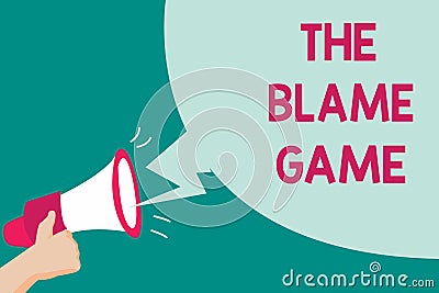 Conceptual hand writing showing The Blame Game. Business photo text A situation when people attempt to blame one another Stock Photo
