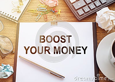 Conceptual hand writing showing Boost Your Money. Business concept Stock Photo