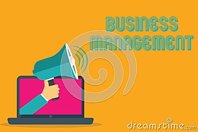 Conceptual hand writing showing Business Management. Business photo text Overseeing Supervising Coordinating Business Stock Photo