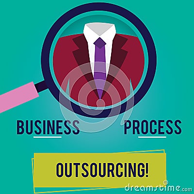 Conceptual hand writing showing Business Process Outsourcing. Business photo showcasing Contracting work to external Stock Photo