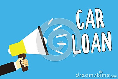 Conceptual hand writing showing Car Loan. Business photo text taking money from bank with big interest to buy new vehicle Man hold Stock Photo