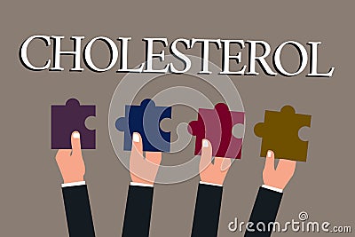 Conceptual hand writing showing Cholesterol. Business photo text Steroid alcohol present in animal cells and body fluids Stock Photo