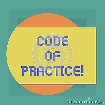 Conceptual hand writing showing Code Of Practice. Business photo showcasing written rules explains how showing working Stock Photo