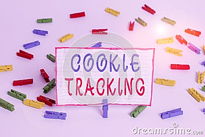 Conceptual hand writing showing Cookie Tracking. Business photo text Data stored in the user computer by website being visited Stock Photo