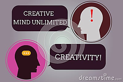 Conceptual hand writing showing Creative Mind Unlimited Creativity. Business photo text Full of original ideas brilliant Stock Photo