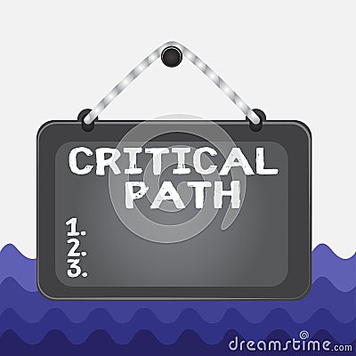 Conceptual hand writing showing Critical Path. Business photo showcasing sequence of stages of a project requiring the longest Stock Photo