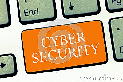 Conceptual hand writing showing Cyber Security. Business photo text Protect a computer system against unauthorized access Stock Photo