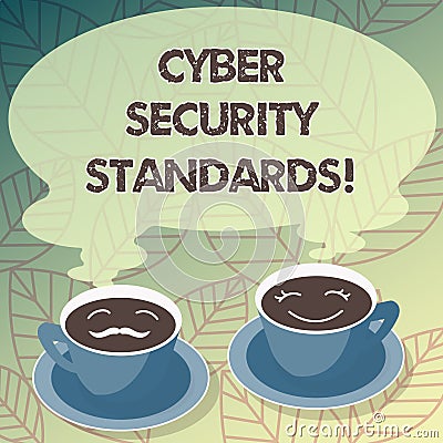 Conceptual hand writing showing Cyber Security Standards. Business photo text Rules for organizational info security standards Cup Stock Photo