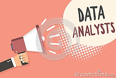 Conceptual hand writing showing Data Analysts. Business photo showcasing Programmer Design and Create Report Identifies patterns M Stock Photo