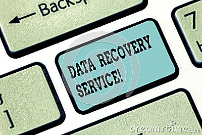 Conceptual hand writing showing Data Recovery Service. Business photo text Process of retrieving inaccessible or lost Stock Photo