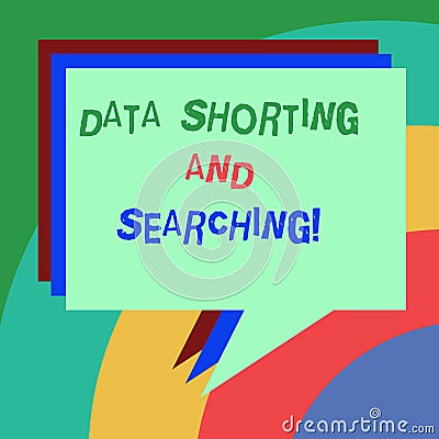 Conceptual hand writing showing Data Shorting And Searching. Business photo text Internet online modern file analysisagement tools Stock Photo