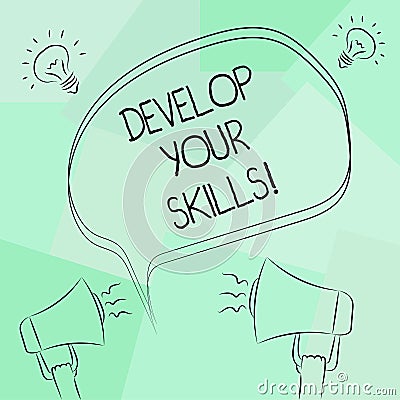 Conceptual hand writing showing Develop Your Skills. Business photo text improve ability to do something well over time Stock Photo