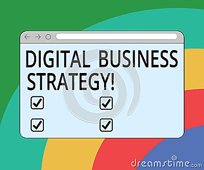 Conceptual hand writing showing Digital Business Strategy. Business photo text Plan for maximizing the business benefits Monitor Stock Photo