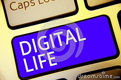 Conceptual hand writing showing Digital Life. Business photo showcasing Living in a world interconnected through Internet Multimed Stock Photo