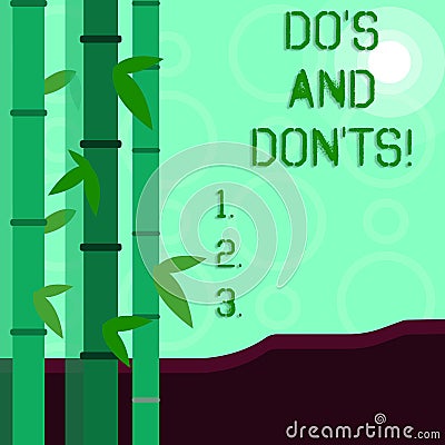 Conceptual hand writing showing Do S And Don Ts. Business photo showcasing What can be done and what cannot be knowing Stock Photo