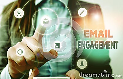 Conceptual hand writing showing Email Engagement. Business photo showcasing measure how subscribers engage in the email Stock Photo