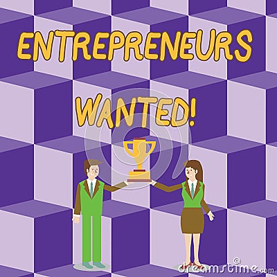 Conceptual hand writing showing Entrepreneurs Wanted. Business photo showcasing looking for a demonstrating willing to Stock Photo